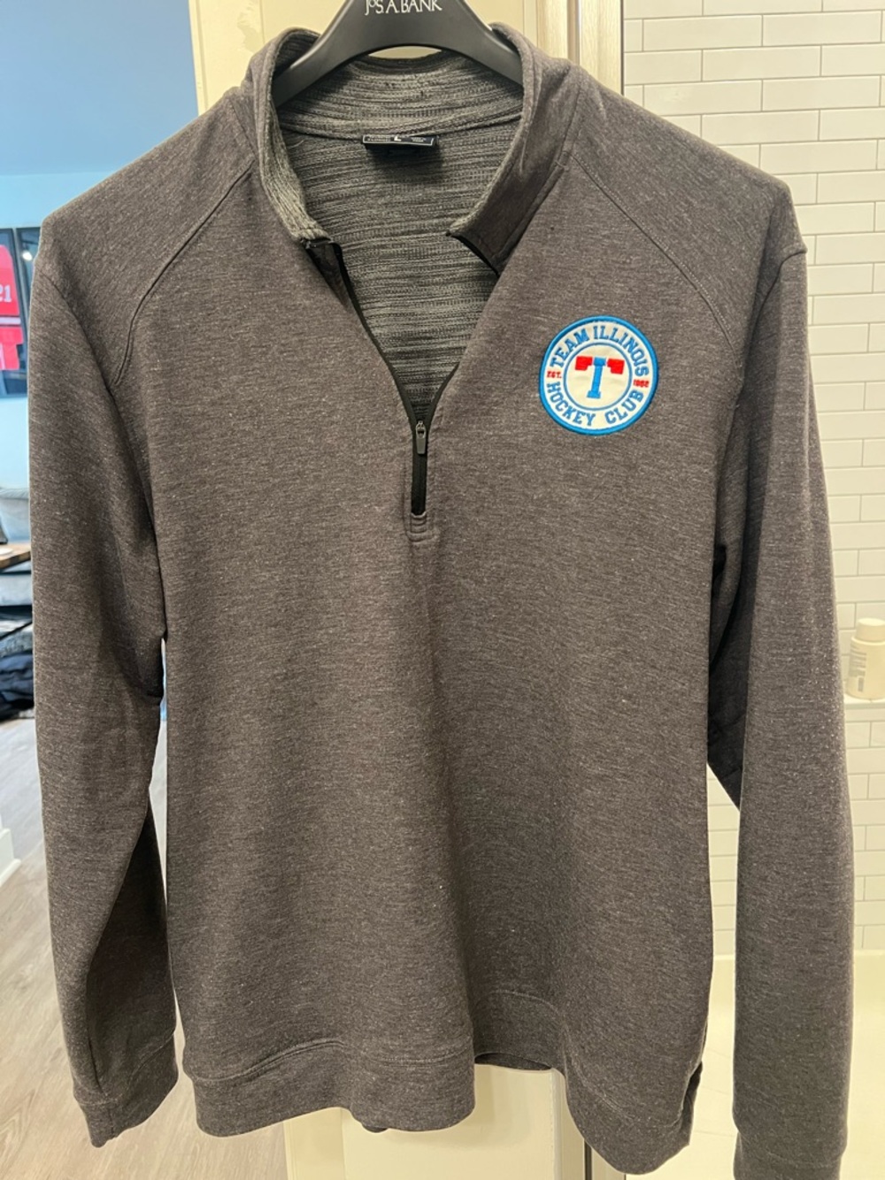 Charcoal Quarter-Zip Pullover with Team Illinois Patch